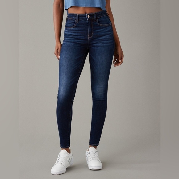 Women’s American Eagle dark blue wash hi-rise 360‎ super stretch Jegging size 8 - Picture 11 of 12